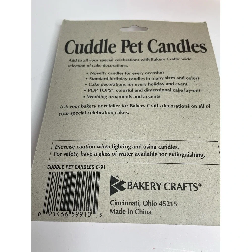 VTG Candles Cuddle Pets Cake And Party Supply Cat Dog Mouse Duck Lot Of 2 New